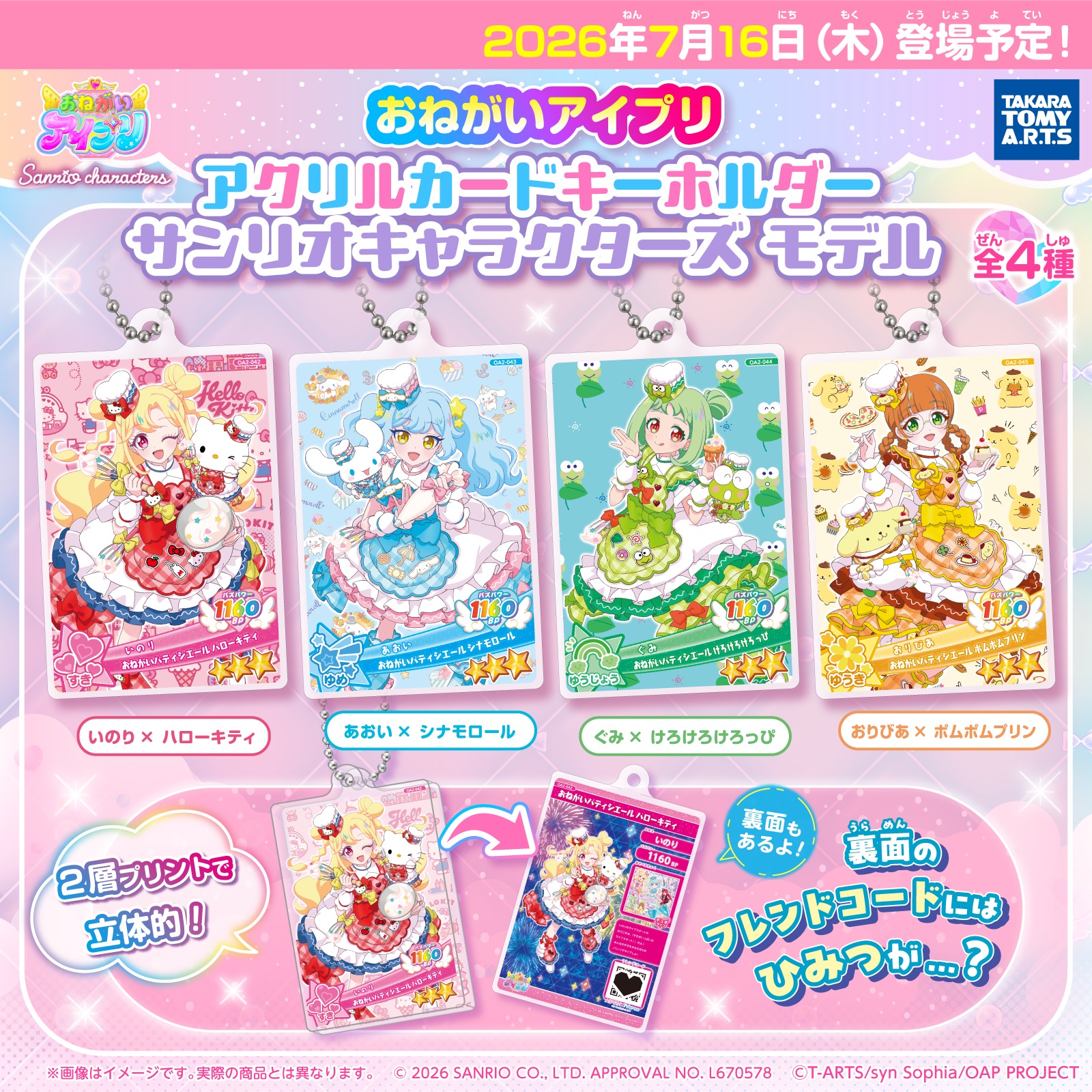 おねがいアイプリ アクリルカードキーホルダー サンリオキャラクターズ モデル